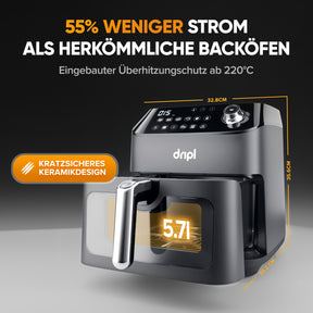 Dripl Heißluftfritteuse 5,7L mit LCD Touchscreen
